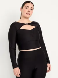 PowerSoft Long-Sleeve Cut-Out Top - Black Jack — view 5