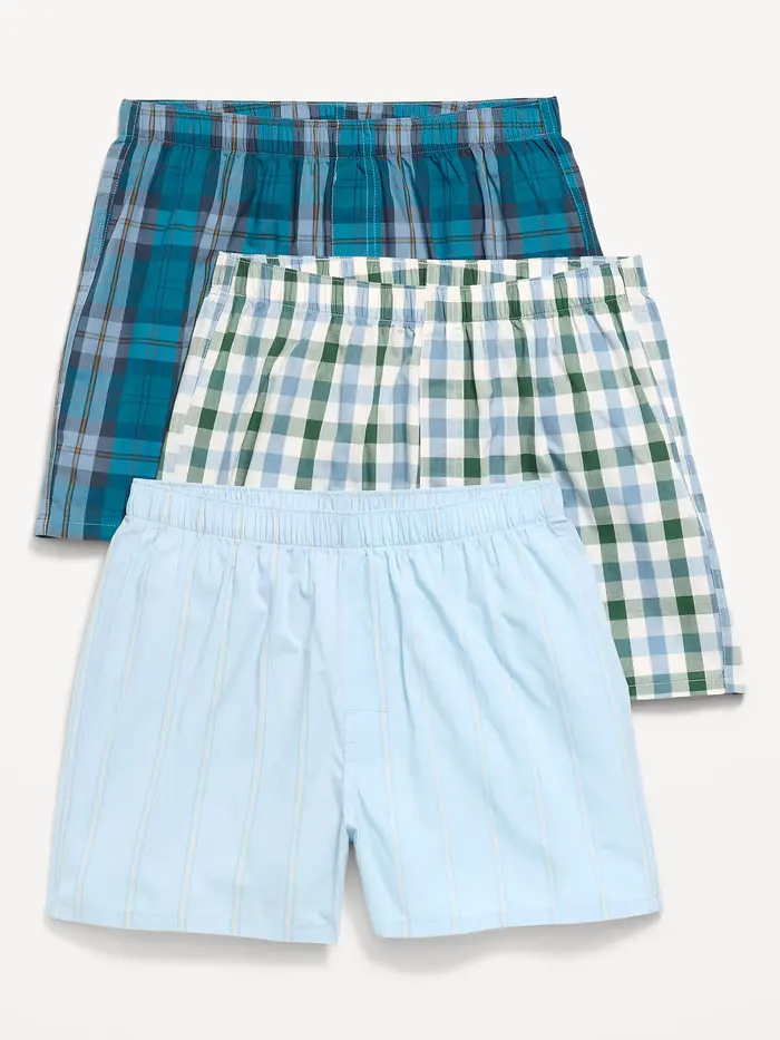 Printed Boxer Shorts 3-Pack - Cool Aqua