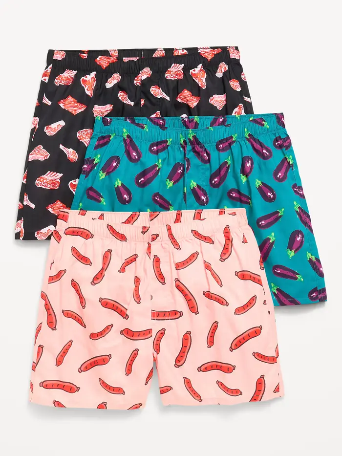 Printed Boxer Shorts 3-Pack - Food