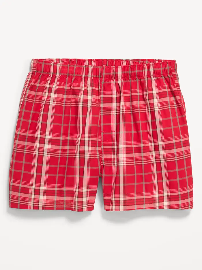 Printed Boxer Shorts - Red Plaid