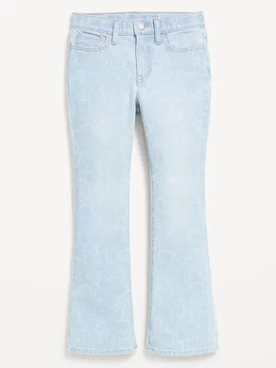 Printed High-Waisted Flare-Leg Jeans for Girls - Floral Pattern