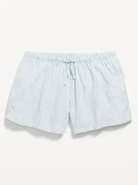 Printed Linen-Blend Shorts for Girls - White & Blue Stripe — view 4