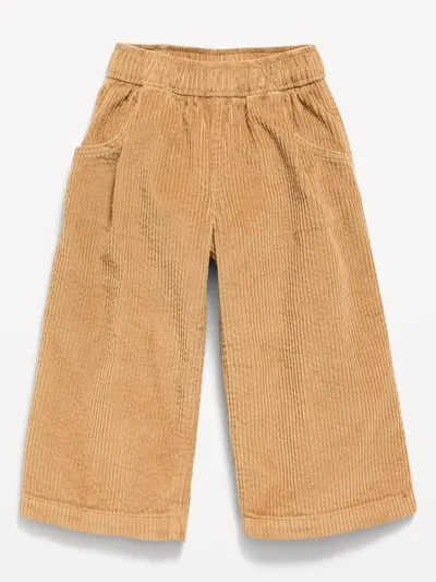 Pull-On Textured Corduroy Wide-Leg Pants for Toddler Girls - Maple Glazed
