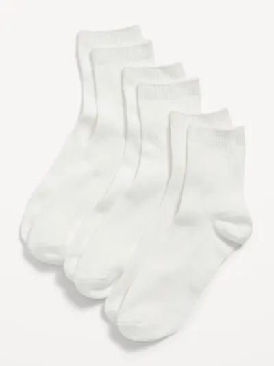Quarter Crew Socks 3-Pack for Women - Bright White