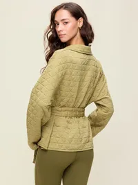 Quilted Bounce Fleece Wrap-Front Jacket - Micro Green — view 2