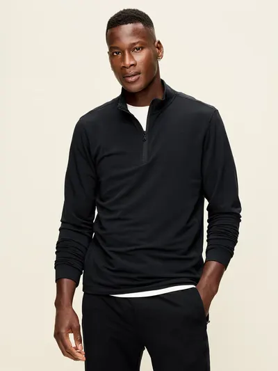 Recharge Knit Quarter-Zip Pullover - Black
