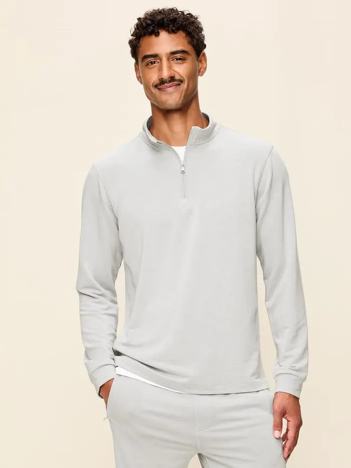 Recharge Knit Quarter-Zip Pullover - Light Gray Heather