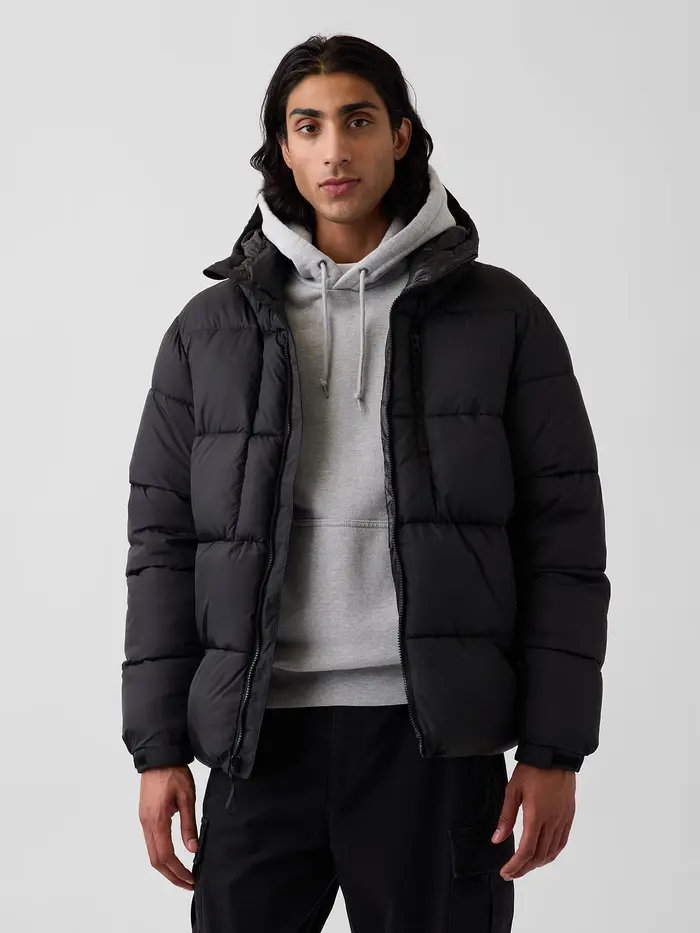 Recycled Heavyweight Puffer Jacket - Black