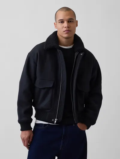 Relaxed Bomber Jacket - Black