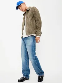 Relaxed Harrington Jacket - Brown Plaid — view 3