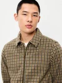 Relaxed Harrington Jacket - Brown Plaid — view 4