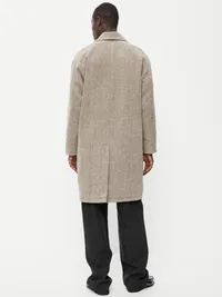 Relaxed Long Topcoat - Gray Herringbone — view 2