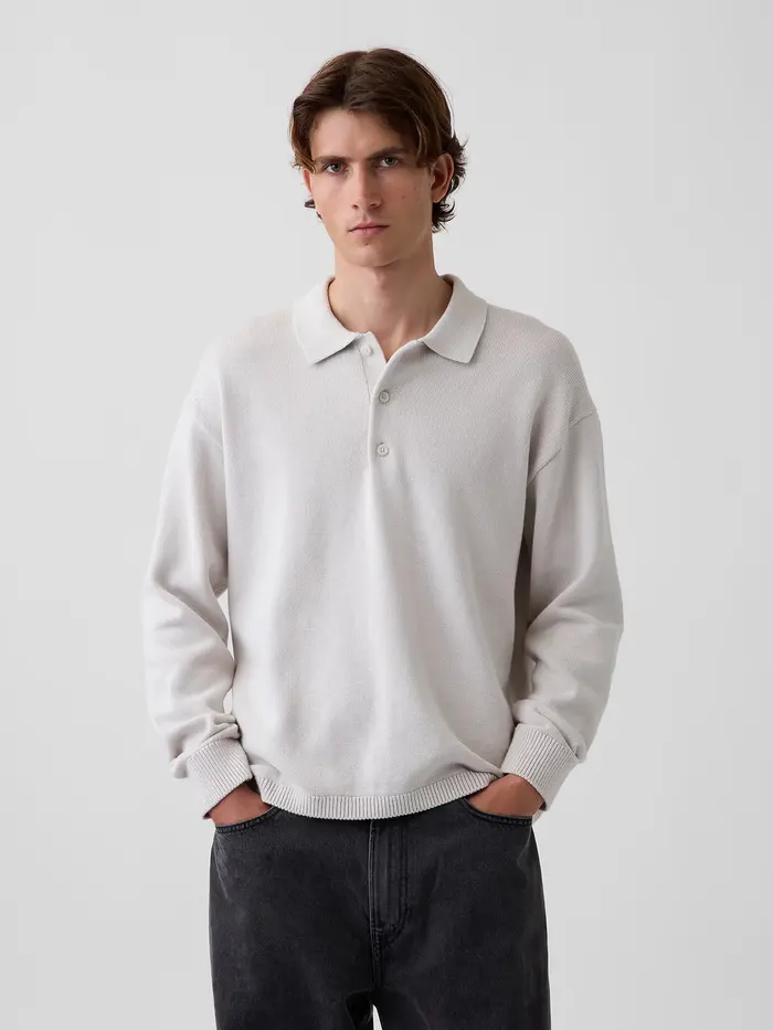 Relaxed Polo Sweater - Regular gray