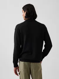 Relaxed Polo Sweater - True black — view 3