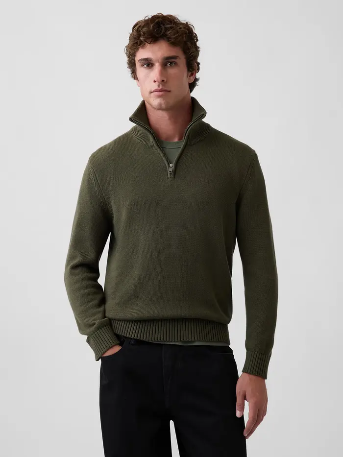 Relaxed Quarter-Zip Sweater - bamboo