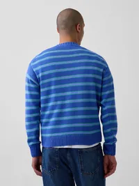 Relaxed Stripe Crew Sweater - BLUE STRIPE — view 3