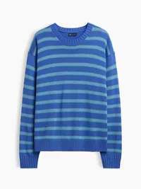 Relaxed Stripe Crew Sweater - BLUE STRIPE — view 5