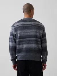 Relaxed Stripe Crew Sweater - grey stripe — view 3
