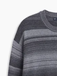 Relaxed Stripe Crew Sweater - grey stripe — view 4