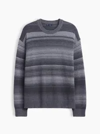 Relaxed Stripe Crew Sweater - grey stripe — view 5
