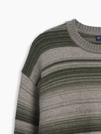 Relaxed Stripe Crew Sweater - OLIVE STRIPE — view 4