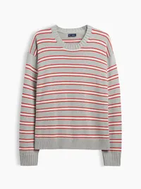 Relaxed Stripe Crew Sweater - RED STRIPE — view 5