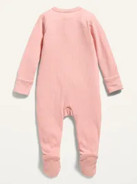 Ribbed 2-Way-Zip Sleep & Play Footed One-Piece for Baby - Abalone Pink — view 2