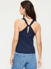 Ribbed Loop-Back Halter Top - Arctic Depth — view 2
