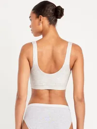 Ruched Cotton Bralette - Light Heather Gray — view 2