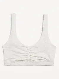 Ruched Cotton Bralette - Light Heather Gray — view 3
