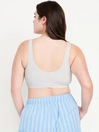 Ruched Cotton Bralette - Light Heather Gray — view 5