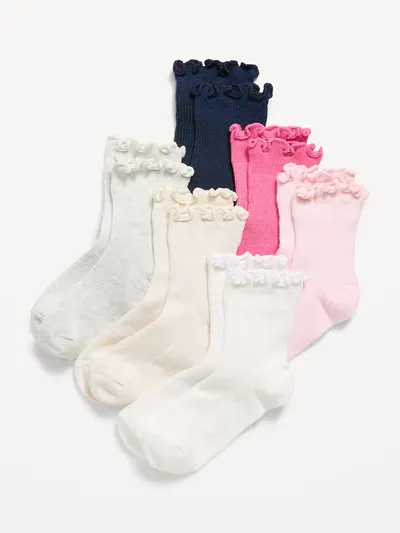 Ruffle-Cuff Crew Socks 6-Pack for Toddler & Baby - Blush On You