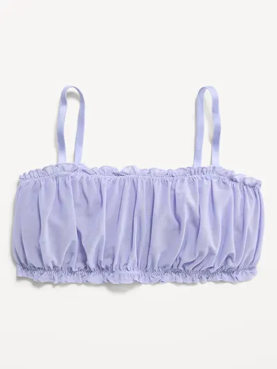 Ruffle-Edge Mesh Bralette - Pale Cornflower