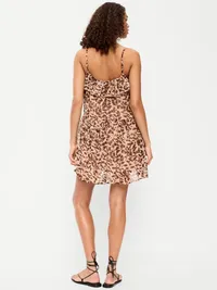 Ruffle-Front Flounce Mini Dress - Leopard — view 2