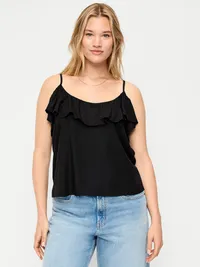 Ruffle-Front Tank Top - Black Jack — view 5