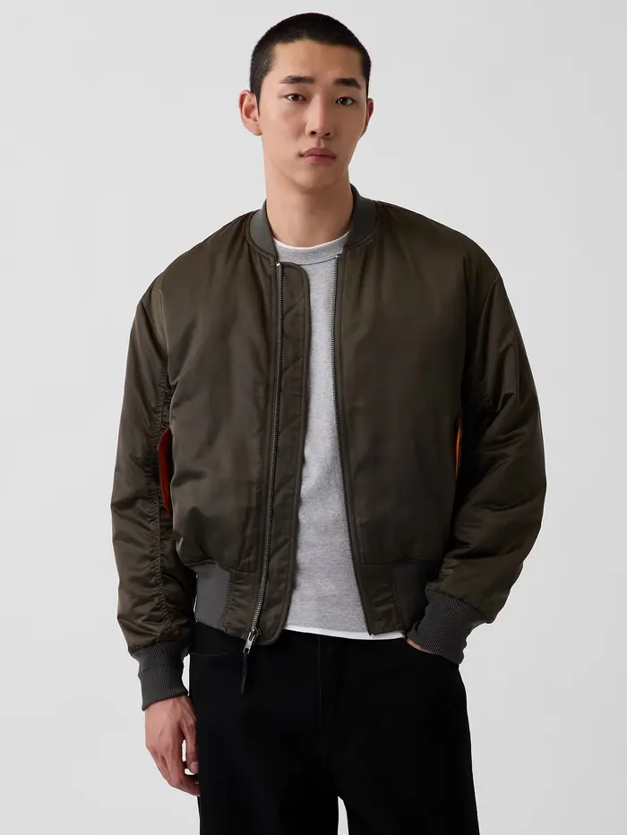 Satin Bomber Jacket - BAMBOO