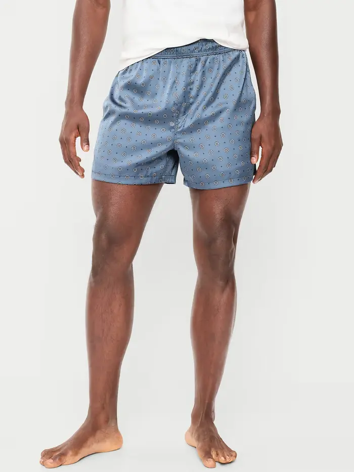 Satin Boxer Shorts - Blue Pattern