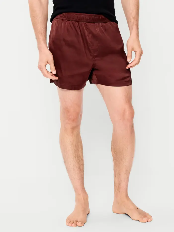 Satin Boxer Shorts - Red Raisin