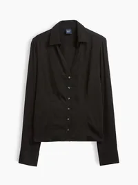 Satin Fitted Shirt - True black — view 2