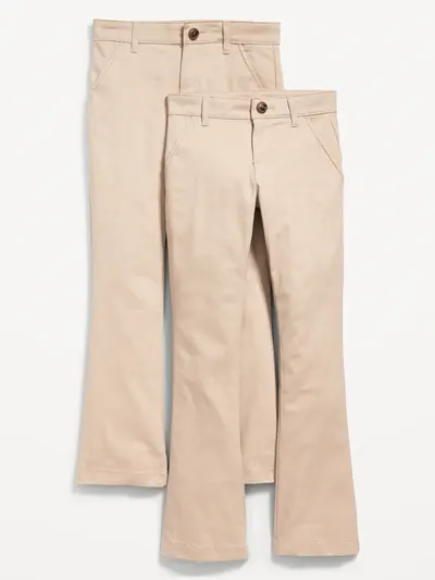 School Uniform Boot-Cut Pants 2-Pack for Girls - Rolled Oats
