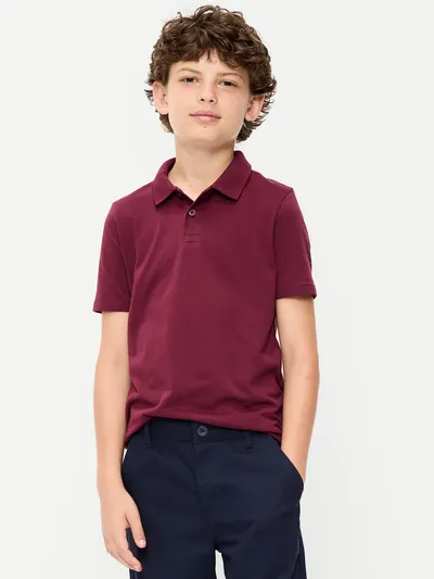 School Uniform Jersey Polo Shirt for Boys - Dark Red
