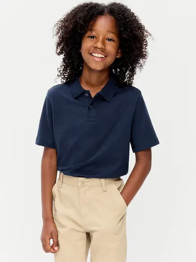 School Uniform Jersey Polo Shirt for Boys - Ink Blue