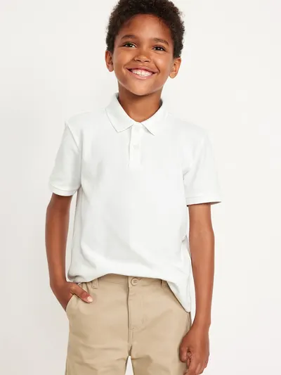 School Uniform Pique Polo Shirt for Boys - Bright White