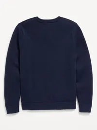 School Uniform Solid V-Neck Sweater for Boys - Ink Blue — view 3