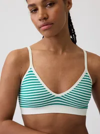 Seamless Rib Triangle Bralette - Green stripe — view 3