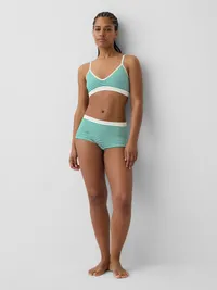 Seamless Rib Triangle Bralette - Green stripe — view 4