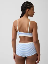 Seamless Rib Triangle Bralette - Moore blue mini stripe — view 2
