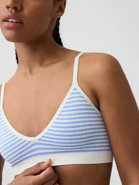 Seamless Rib Triangle Bralette - Moore blue mini stripe — view 3