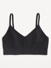 Seamless Ribbed Longline Bra - Black Jack — view 4
