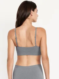 Seamless Ribbed Longline Bra - Medium Heather Gray — view 2